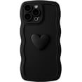 thumbnail image 1 of iPhone 14 Pro Max Case (6.7" 2022) - 3D Love Heart Wavy Frame, Soft TPU Shockproof Cover for Women Girls, Black, 1 of 5