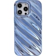 thumbnail image 1 of for iPhone 14 Pro Max Case 6.7" Curly Wave Frame Shockproof Phone Cover 3D Water Ripple Pattern Camera Lens Protection Bling Plating Soft TPU Case for Women Girls(Blue,for iPhone 14 Pro Max), 1 of 13