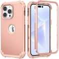 thumbnail image 1 of iPhone 14 Pro Max Case 6.7 inch 2022, Allytech Heavy Duty Hybrid Hard PC Back + Soft TPU Inner + Front PC Frame Drop Protection Case for iPhone 14 Pro Max 5G, Rosegold, 1 of 9