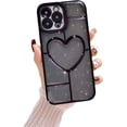 thumbnail image 1 of iPhone 14 Pro Max Case(6.7 inch), 3D Hollow Love Heart Pattern, Luxury Plating with Bling Sparkly Glitter Case,Soft TPU Shockproof Protective Case for 14 Pro Max for Women Girls（Black）, 1 of 13