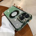 thumbnail image 1 of for iPhone 14 Pro Max Case Bling Glitter Gradient 【Support for Magsafe】 Diamond Camera Protector Magnetic Logo View Shockproof Phone Case for Girls Women Screen Protector Crystal Case -Green, 1 of 12