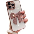 thumbnail image 1 of for iPhone 14 Pro Max Case Bling Glitter Rhinestones Diamond Bow Luxury Clear Cute Sparkly Aesthetic Phone Case with Full Camera Protector Plating Case for iPhone 14 Pro Max Pink, 1 of 14
