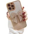 thumbnail image 1 of for iPhone 14 Pro Max Case Bling Glitter Rhinestones Diamond Bow Luxury Clear Cute Sparkly Aesthetic Phone Case with Full Camera Protector Plating Case for iPhone 14 Pro Max Gold, 1 of 14