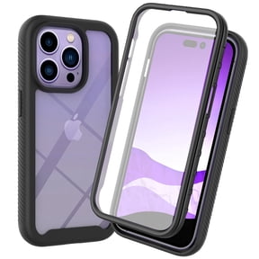 iPhone 14 Pro Max Case with Built in Screen Protector,Dteck Full-Body Shockproof Rubber Hybrid Protection Crystal Clear PC Back Protective Phone Case Cover for iPhone 14 Pro Max,Black