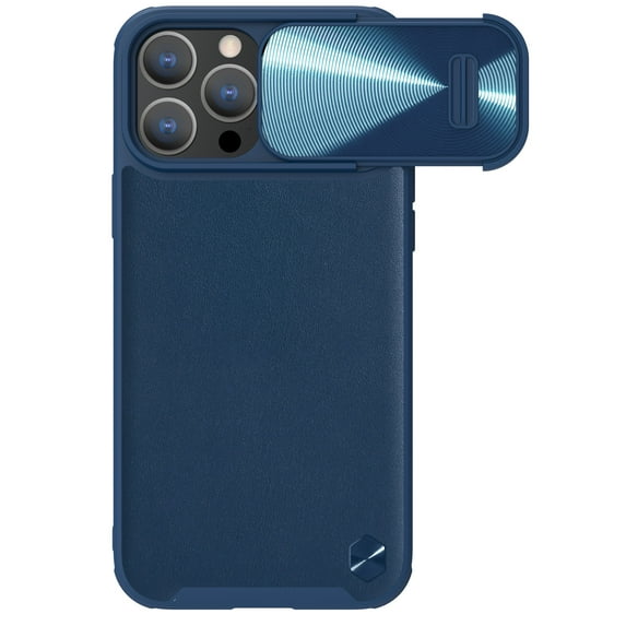 for iPhone 14 Pro Max Case with Camera Cover, Classic Shockproof Protective PU Leather Phone Case Flip Cover with Sliding Camera Lens Protection for iPhone 14 Pro Max 6.7 inch, Blue