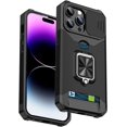 thumbnail image 1 of for iPhone 14 Pro Max Case with Camera Cover, Slide Lens Protection Phone Case with Card Holders Built-in Magnetic Kickstand Cover for iPhone 14 Pro Max TC Black, 1 of 8