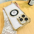 thumbnail image 1 of for iPhone 14 Pro Max Case with Camera Lens Protector Wireless Charger Magnetic Anti-Scratch (Support for Magsafe) Protective Slim Electroplate Screen Protector Case for Girls Women -Gold, 1 of 6