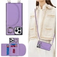 thumbnail image 1 of for iPhone 14 Pro Max Case with Card Holder and Strap for Women,Crossbody Lanyard,Stand Ring Kickstand,3 Credit Card Holder,Magnetic Clasp,and PU Leather Phone Wallet Casas 6.7 inch(Purple), 1 of 16