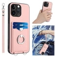 thumbnail image 1 of for iPhone 14 Pro Max Case, Card Holder Wallet Case, Ring Holder Stand, Wrist Hand Strap, PU Leather Anti-Scratch Shockproof Protective Flip Phone Cover for iPhone 14 Pro Max Case, Rosegold, 1 of 7