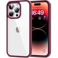 thumbnail image 1 of for iPhone 14 Pro Max Case Clear [Anti-Yellowing] Anti-Scratch Transparent Hard Back and Soft Edge [Military Grade Drop Protection] Shockproof Phone Cover - Red, 1 of 13