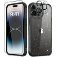 thumbnail image 1 of for iPhone 14 Pro Max Case Clear Glitter, with Screen Protector + Camera Protector, [Military-Grade Protective] [Non-Yellowing] Slim Shockproof Women Cute Bumper Cover 6.7" 2022 (Sparkle Black), 1 of 14