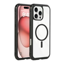 for iPhone 14 Pro Max Case Clear, Luxury Ultra Thin Slim Cover Magnetic Compatible with MagSafe Phone Case for Women Men Girls Boys, Cute Soft TPU Silicone & Transparent Hard PC Back, Black