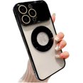 thumbnail image 1 of for iPhone 14 Pro Max Case Clear Magnetic [ Compatible with MagSafe ], Full Camera Protection Slim Thin Soft Plating Back Cover for iPhone 14 Pro Max Phone Case for Women Men - Black, 1 of 10