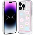 thumbnail image 1 of for iPhone 14 Pro Max Case Clear, Transparent Shockproof Bumpers Phone Cases for iPhone 14 Pro Max 2022 (6.7 Inch), Cartoon Pattern for Women Gift Shockproof Soft TPU Clear Case, Pink Peach, 1 of 13