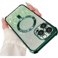 thumbnail image 1 of for iPhone 14 Pro Max Case Compatible with MagSafe, [Shockproof Edge Protection + Camera Lens Protector], Magnetic Glitter Clear case for 14 Pro Max Phone Case for Women/Men(Green), 1 of 9