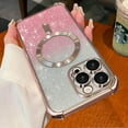 thumbnail image 1 of for iPhone 14 Pro Max Case Compatible with MagSafe, [Shockproof Edge Protection + Camera Lens Protector], Magnetic Glitter Clear case for 14 Pro Max Phone Case for Women/Men(Pink), 1 of 9