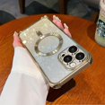 thumbnail image 1 of for iPhone 14 Pro Max Case Compatible with MagSafe, [Shockproof Edge Protection + Camera Lens Protector], Magnetic Glitter Clear case for 14 Pro Max Phone Case for Women/Men(Gold), 1 of 8