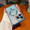 thumbnail image 1 of for iPhone 14 Pro Max Case Compatible with MagSafe, [Shockproof Edge Protection + Camera Lens Protector], Magnetic Glitter Clear case for 14 Pro Max Phone Case for Women/Men(Blue), 1 of 9