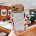 thumbnail image 1 of for iPhone 14 Pro Max Case Curly Wave Frame Leopard Glitter Bling Shiny Design Transparent Clear Sequin Anti-fall Shockproof Protective Rugged Phone Case Cover for Women Girls,Gold, 1 of 9