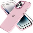 thumbnail image 1 of for iPhone 14 Pro Max Case Cute Crystal Luxury Back Clear & Matte Bumper Silicone Shockproof Protective Case for Girls Women + Screen Protector iPhone 14 Pro Max Case -Pink, 1 of 6