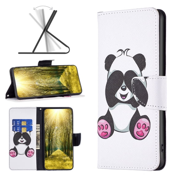 iPhone 14 Pro Max Case Cute Embossed Pattern Premium Leather Wallet Cover Flip Stand Credit Card Slots Pocket Holder Magnetic Closure Folio Case for iPhone 14 Pro Max, Giant Panda