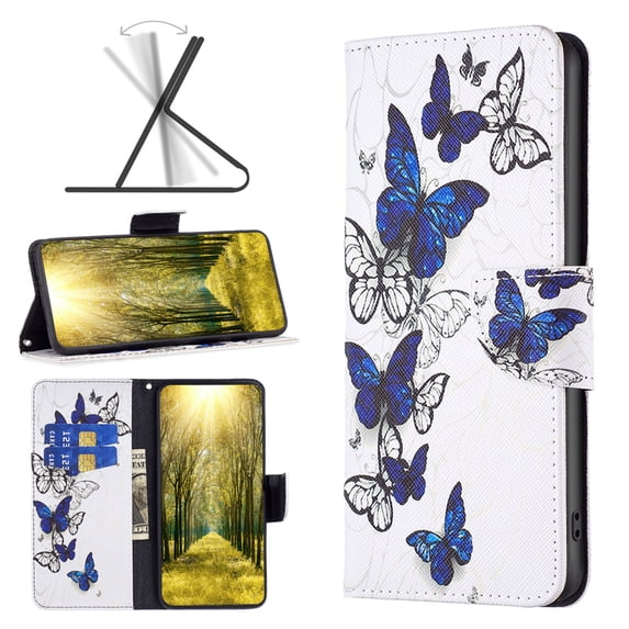iPhone 14 Pro Max Case Cute Embossed Pattern Premium Leather Wallet Cover Flip Stand Credit Card Slots Pocket Holder Magnetic Closure Folio Case for iPhone 14 Pro Max, Group Butterfly