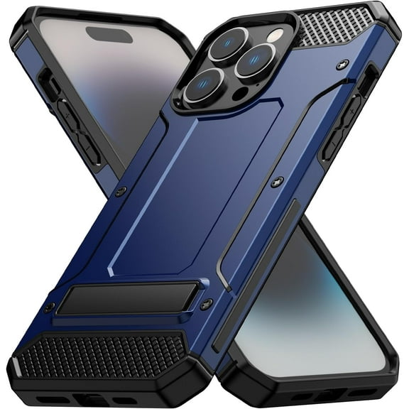 for iPhone 14 Pro Max Case,Dual Layer Military Grade Drop Protection iPhone 14 Pro Max Phone Case with Built in Kickstand Heavy Duty Protection Shockproof Case for iPhone 14 Pro Max,Dark Blue