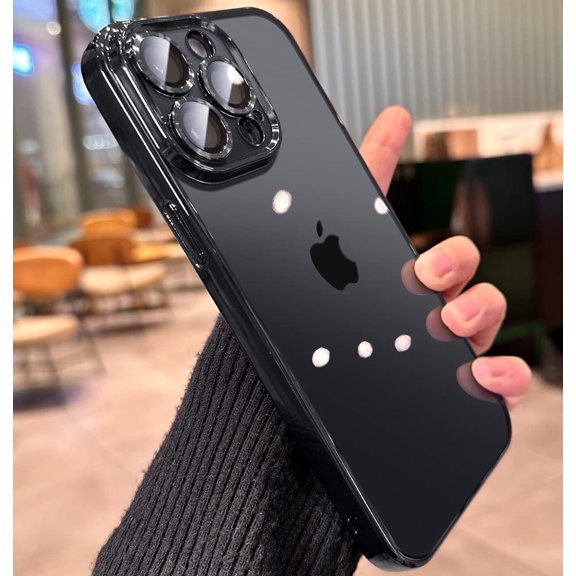for iPhone 14 Pro Max Case 𝟮𝟬𝟮𝟯 𝗡𝗘𝗪 with Full Camera Protection, [Far Beyond Official Color] [Military Grade Drop Tested] Metallic Glossy Clear Case Designed for Women Men 6.7”, Phantom Black