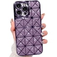 thumbnail image 1 of iPhone 14 Pro Max Case Glitter, Luxurly Plated Glitter Transparent 3D Stars Pattern, Bling Sparkly Clear Phone case, Soft Shockproof Protective Back Cover for Women Girls, Purple, 1 of 12