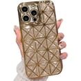 thumbnail image 1 of iPhone 14 Pro Max Case Glitter, Luxurly Plated Glitter Transparent 3D Stars Pattern, Bling Sparkly Clear Phone case, Soft Shockproof Protective Back Cover for Women Girls, Gold, 1 of 7