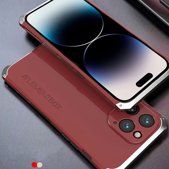 for iPhone 14 Pro Max Case Heavy Duty Metal Aluminum Bumper PC Hard Back [Shockproof][Dropproof][Dust-Proof][Military Grade] Rugged Full Body Protection Cover Case for iPhone 14 Pro Max, Redsilver