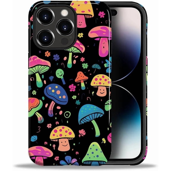 for iPhone 14 Pro Max Case, [Hybrid 2-Layer Hard Shell] Military-Grade Protection, All-Around Shockproof, Silicone Protective Phone Case for iPhone 14 Pro Max - Coloring Mushroom