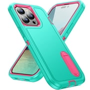 iPhone 14 Pro Max Case with Kickstand, 3-Layer Super Full Heavy Duty Body Bumper Cover/Shock Protection/Dust Proof, Designed iPhone 14 Pro Max 6.7 Inch Cover 2022 Mint/Rose