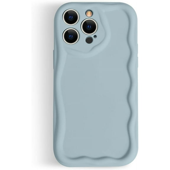 for iPhone 14 Pro Max Case,Liquid Silicone Phone Case,Candy Color Wavy Edge Women Girly Protective Cover,Shockproof Camera Protection Case for iPhone 14 Pro Max 6.7''(Light Cyan)