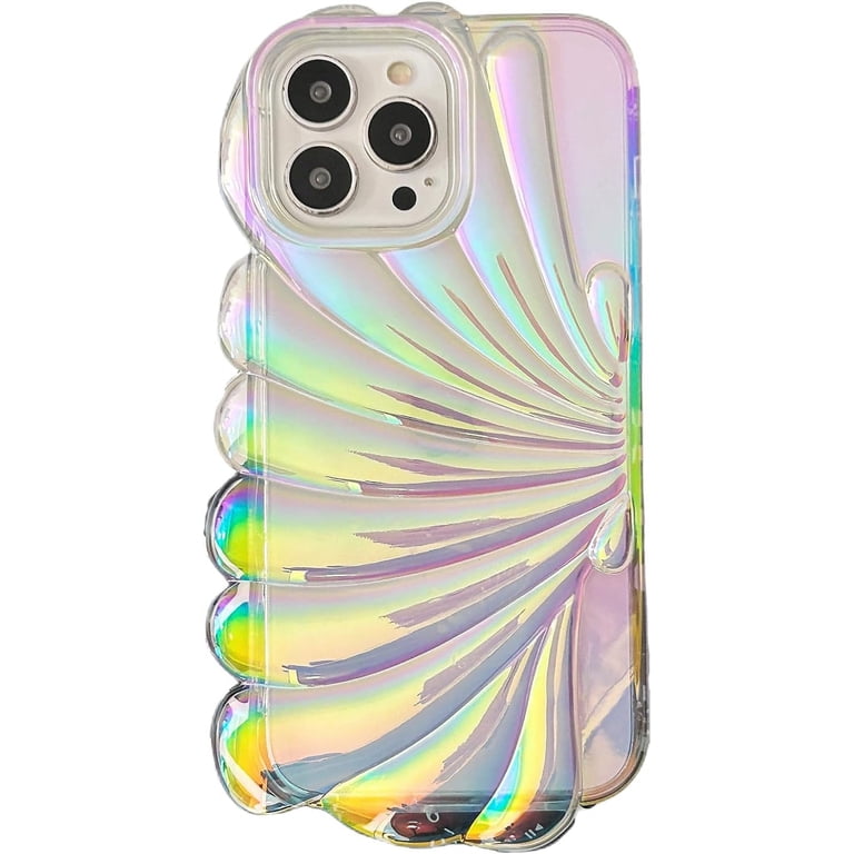 iPhone 14 Pro Max Case, Luxury Holographic Cute Laser 3D Shell Pattern  Flashing Flash Wave Shaped Phone Case for Women and Girls Silicone  Protective Case (iPhone 14 Pro Max 6.7 inch) - Walmart.com