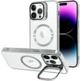 thumbnail image 1 of for iPhone 14 Pro Max Case Magnetic Clear with Camera Cover [Compatible with MagSafe] Stand Hard Luxury Plating Phone Cases for iPhone 14 Pro Max for Women Men -Sliver, 1 of 6