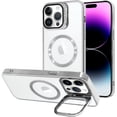 thumbnail image 1 of for iPhone 14 Pro Max Case Magnetic Clear with Camera Cover [Compatible with MagSafe] Stand Hard Luxury Plating Phone Cases for iPhone 14 Pro Max for Women Men -Sliver, 1 of 6