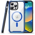 thumbnail image 1 of for iPhone 14 Pro Max Case Magnetic, [Compatible with MagSafe & 3X Military Grade Drop Protection] Clear Back Aluminum Frame Phone Case for iPhone 14 Pro Max, Blue, 1 of 12