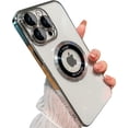 thumbnail image 1 of for iPhone 14 Pro Max Case,Magnetic Compatible with Magsafe,Glass Lens Camera Protector,Logo View Hard Luxury Phone Cases for iPhone 14 Pro Max for Women Men Transparent Cover (Silver), 1 of 13