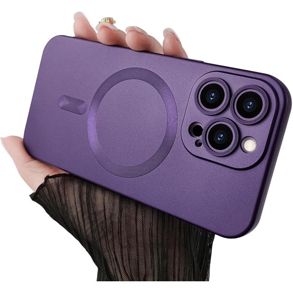 for iPhone 14 Pro Max Case with Magnetic, Extreme Matte Metallic Lustre, Shockproof Slim and Soft, with Lens Edge Raised Protection, Strong Magnetic Design for iPhone 14 Pro Max 6.7"-Purple