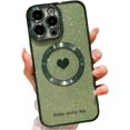 thumbnail image 1 of for iPhone 14 Pro Max Case Magnetic Glitter [ Compatible with MagSafe ], Bling Love Heart Clear Phone Case, Camera Protection Sparkly Plating Slim Soft Back Cover for Women Girls - Green, 1 of 12