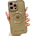 thumbnail image 1 of for iPhone 14 Pro Max Case Magnetic Glitter [ Compatible with MagSafe ], Bling Love Heart Clear Phone Case, Camera Protection Sparkly Plating Slim Soft Back Cover for Women Girls - Gold, 1 of 12