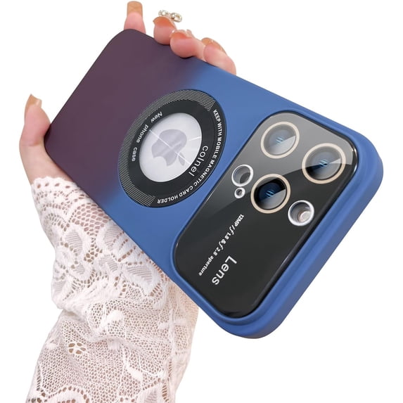 for iPhone 14 Pro Max Case Magnetic Gradient Case with Camera Lens Protector for iPhone 14 Pro Max Compatible with Magsafe Slim Full Body Protective Cover for Women Men-Blue/Burgundy