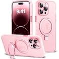thumbnail image 1 of for iPhone 14 Pro Max Case with Magnetic Invisible Ring Stand Full Camera Lens Protection [Compatible with Mag-Safe] Military-Grade Translucent Phone Cases for iPhone 14 Pro Max 6.7",Pink, 1 of 13