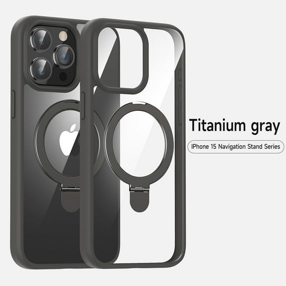 For iPhone 14 Pro Max Case with Magnetic Invisible Stand Compatible with MagSafe Transparent Matte iPhone 14 Pro Max Phone Case with Ring Holder for Shockproof Protective Phone Case, Gray