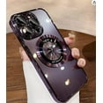 thumbnail image 1 of for iPhone 14 Pro Max Case Magnetic Luxury Plating Clear Case with Camera Lens Protector for iPhone 14 Pro Max Compatible with Magsafe Slim Cover for Women Men-Purple, 1 of 12