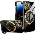 thumbnail image 1 of for iPhone 14 Pro Max Case with Magnetic Ring Holder [Compatible with Magsafe] Soft TPU Shockproof Electroplated Kickstand Protective Phone Case for iPhone 14 Pro Max Black, 1 of 5