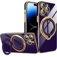 thumbnail image 1 of for iPhone 14 Pro Max Case with Magnetic Ring Holder [Compatible with Magsafe] Soft TPU Shockproof Electroplated Kickstand Protective Phone Case for iPhone 14 Pro Max Purple, 1 of 10