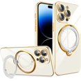 thumbnail image 1 of for iPhone 14 Pro Max Case with Magnetic Ring Holder [Compatible with Magsafe] Soft TPU Shockproof Electroplated Kickstand Protective Phone Case for iPhone 14 Pro Max White, 1 of 10