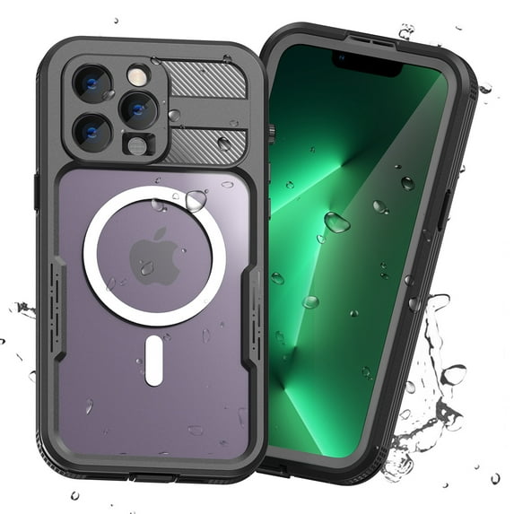 for iPhone 14 Pro Max Case Magsafe, Waterproof with Built in Screen Protector, Heavy Duty Protective Cover Phone Case iPhone 14 Pro Max for Women/Men, Black